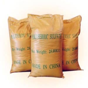 Can Damp Polyferric Sulfate Be Used? A Complete Guide for Water Treatment 2 Poly Ferric Sulphate (PFS) packaged in yellow woven plastic bags for secure storage and transportation.
