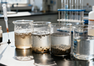 How to Choose Flocculants for Oily Wastewater Treatment: A Real Engineer’s Story, Best Practices & Chemical Guide 6 Jar test for oily wastewater treatment using coagulants and flocculants.